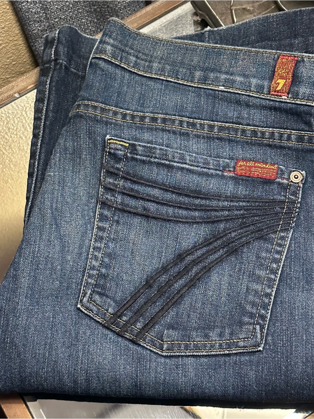 7 For All Mankind Dojo Wide Leg Women's Dark Blue Denim Jeans size 31